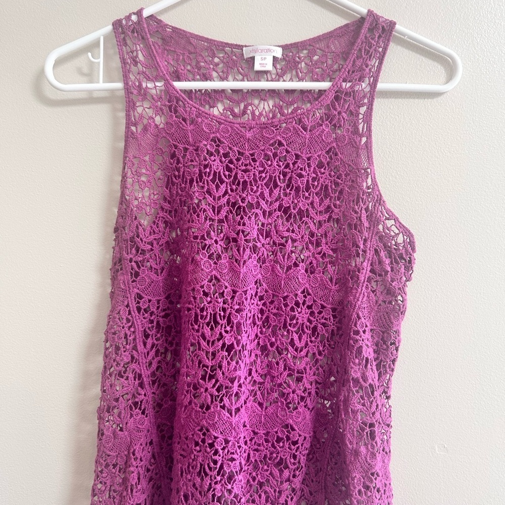 Xhilaration Purple Sleeveless Lace Tank Top